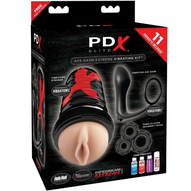 Set PDX Elite Air Tight con masturbatore vibrante e anello fallico