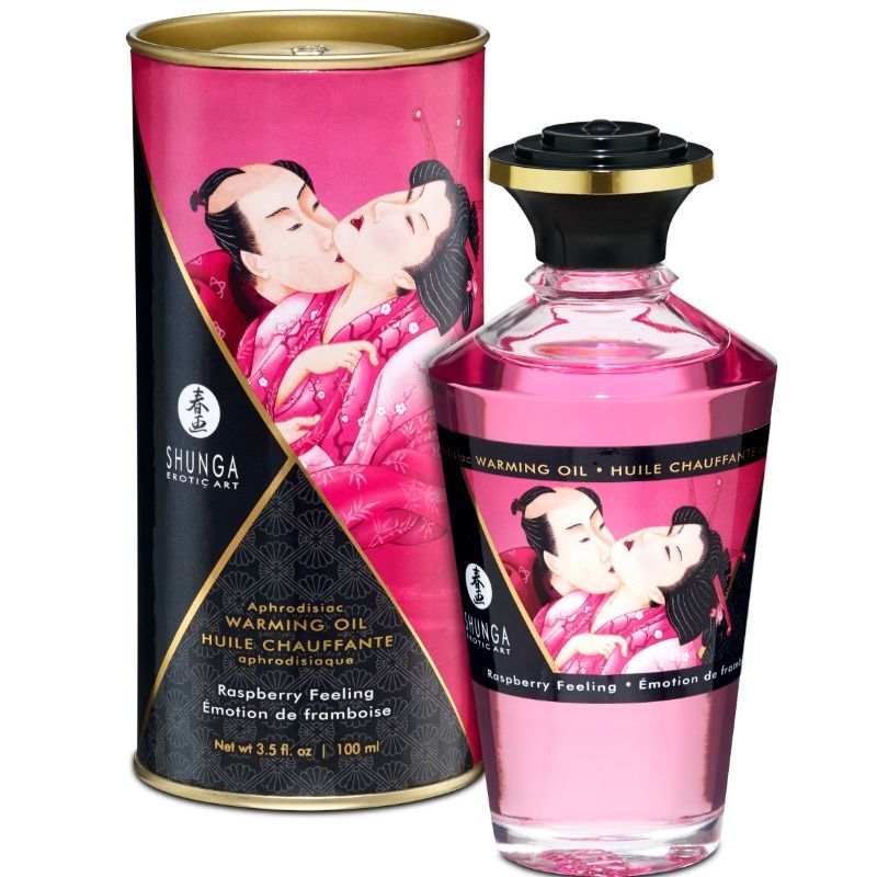 Olio da massaggio SHUNGA al lampone con effetto riscaldante, 100 ml