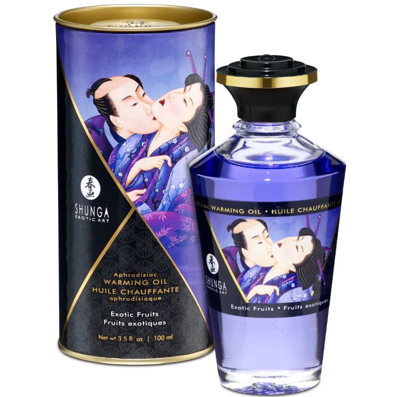 Olio da massaggio SHUNGA con effetto riscaldante, frutti esotici, 100 ml