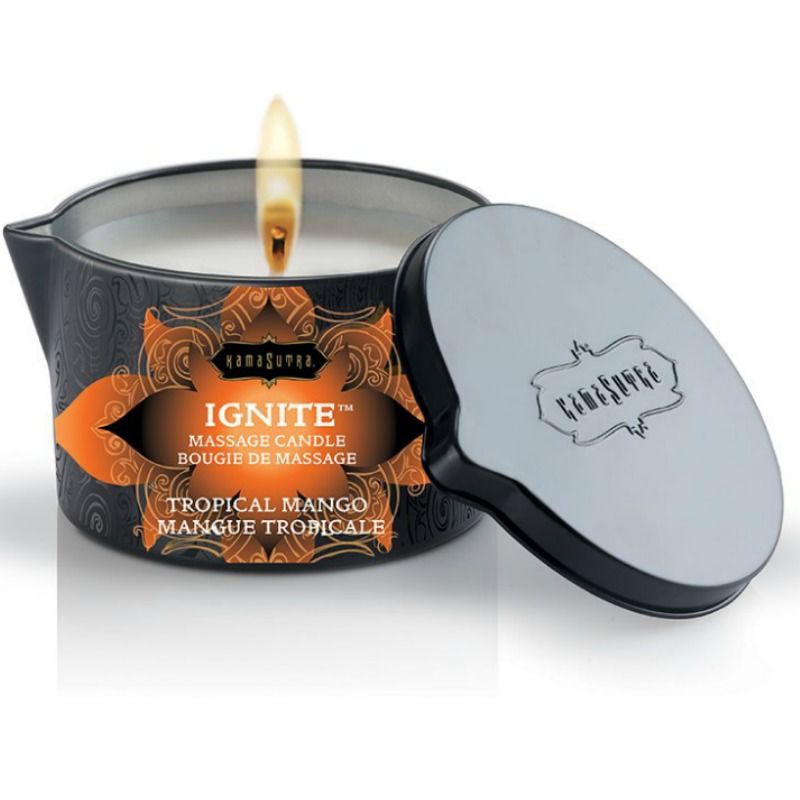 Candela da massaggio Kamasutra Cosmetics al profumo di mango tropicale, 170 g