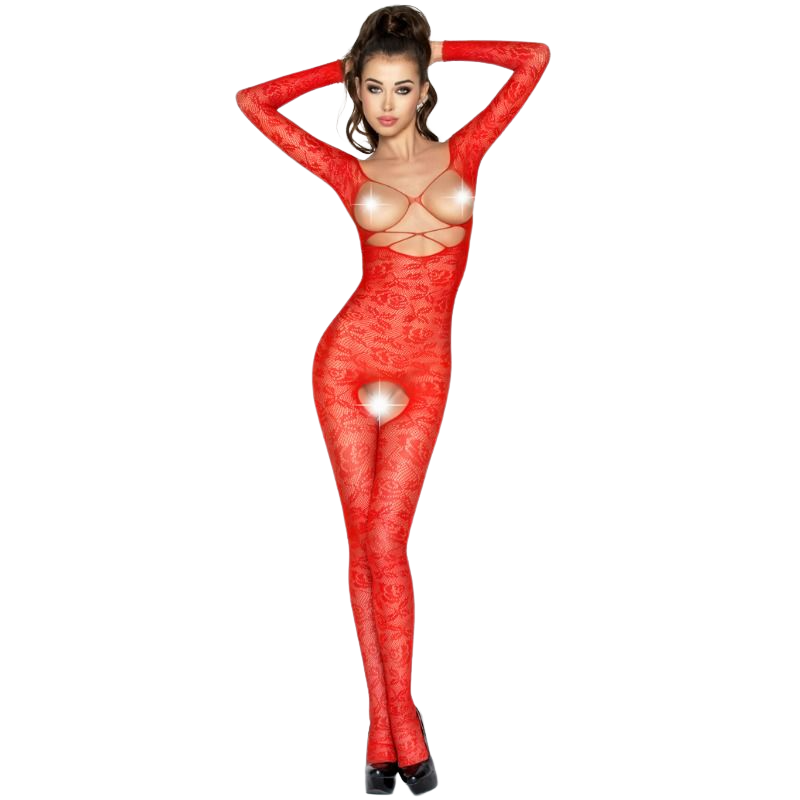 PASSION WOMAN BS031 body a rete rosso