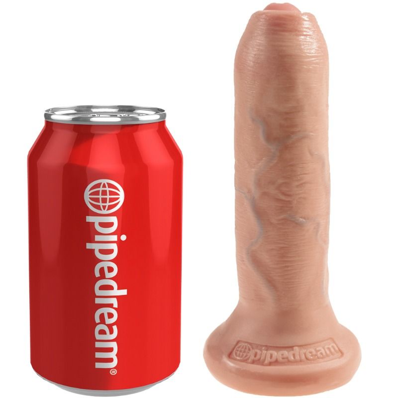 KING COCK Uncut dildo realistico con prepuzio scorrevole, 15 cm