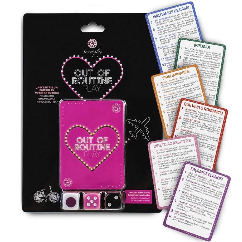 Dadi erotici Secretplay Change Your Routine con 72 carte sfida