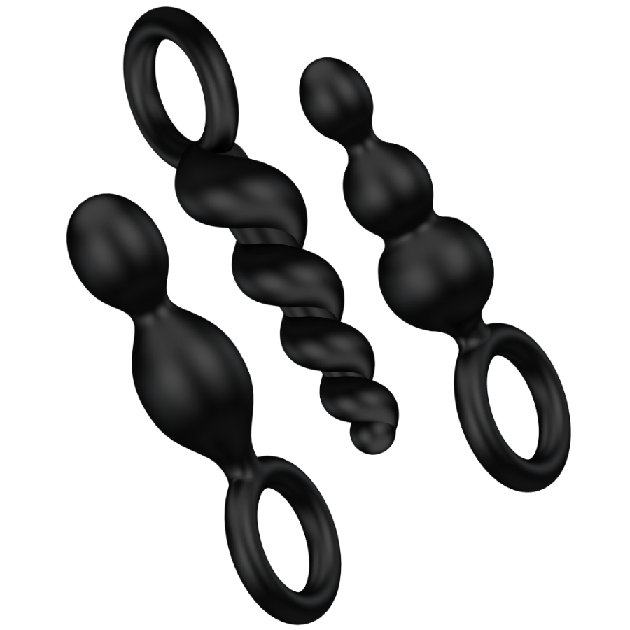 Set Satisfyer di 3 plug anali in silicone, nero