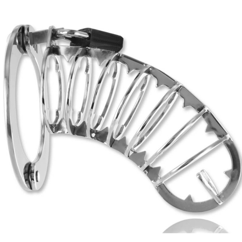 METAL HARD gabbia per pene in acciaio inossidabile con lucchetto di sicurezza, 14 cm