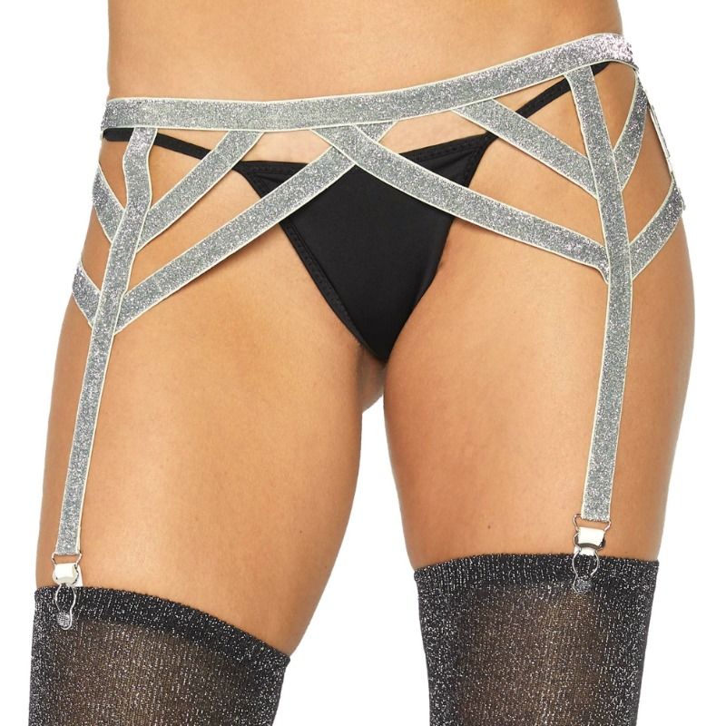 Reggicalze Leg Avenue in lurex argento
