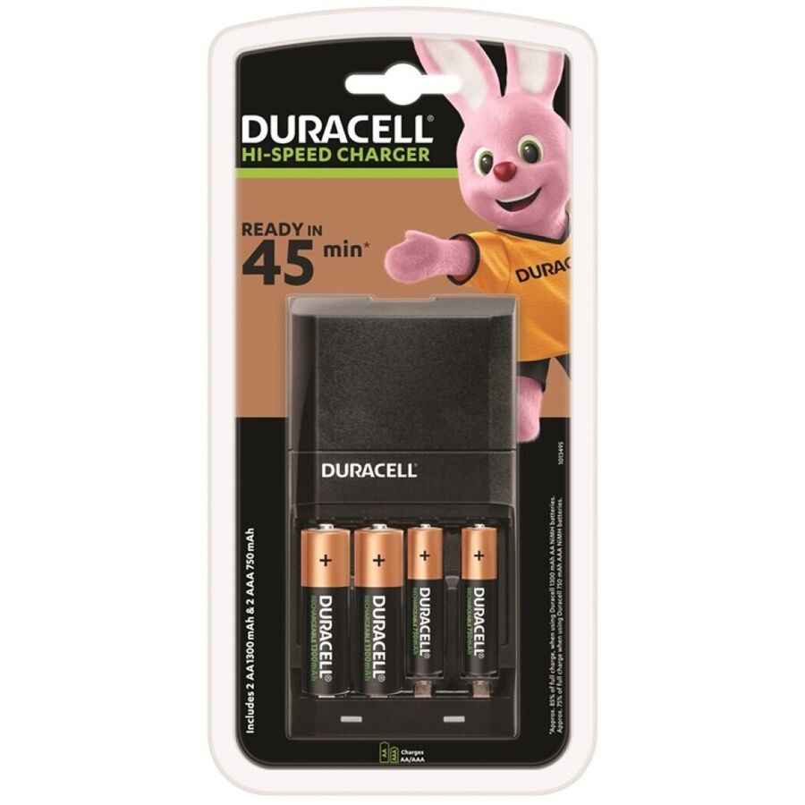Caricabatterie rapido da 45 min con LED e 4 batterie ricaricabili da 1700 mAh e 750 mAh DURACELL