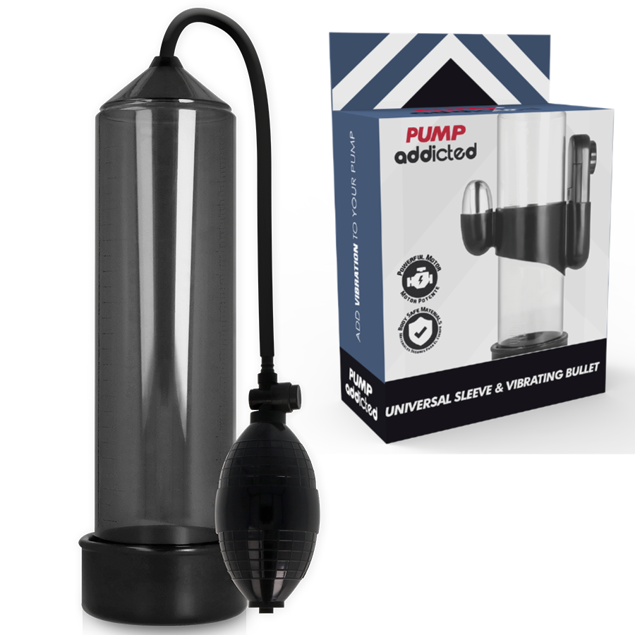 Pompa per pene PUMP ADDICTED RX3 con vibratore, nera