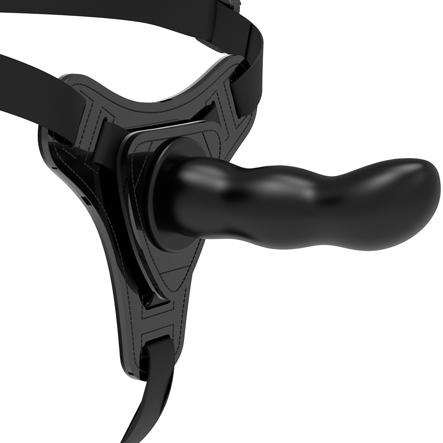Fetish Submissive harness strap on in silicone, nero, 16 cm