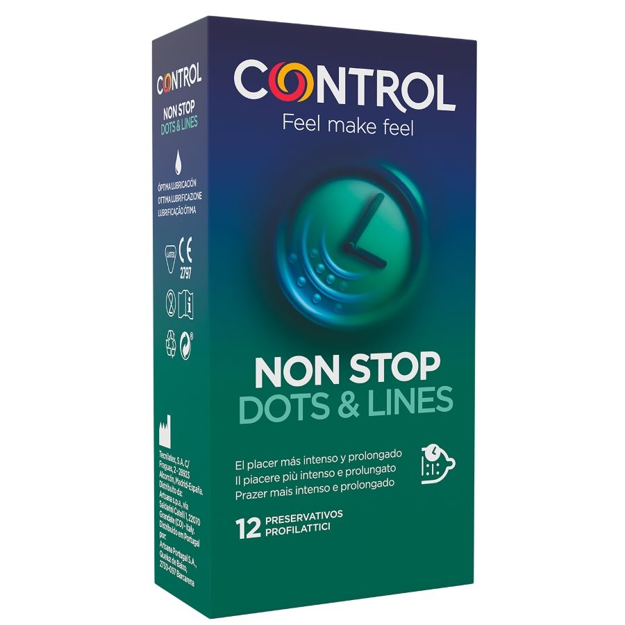 Preservativi CONTROL Nonstop rigati e con rilievi, 12 pezzi