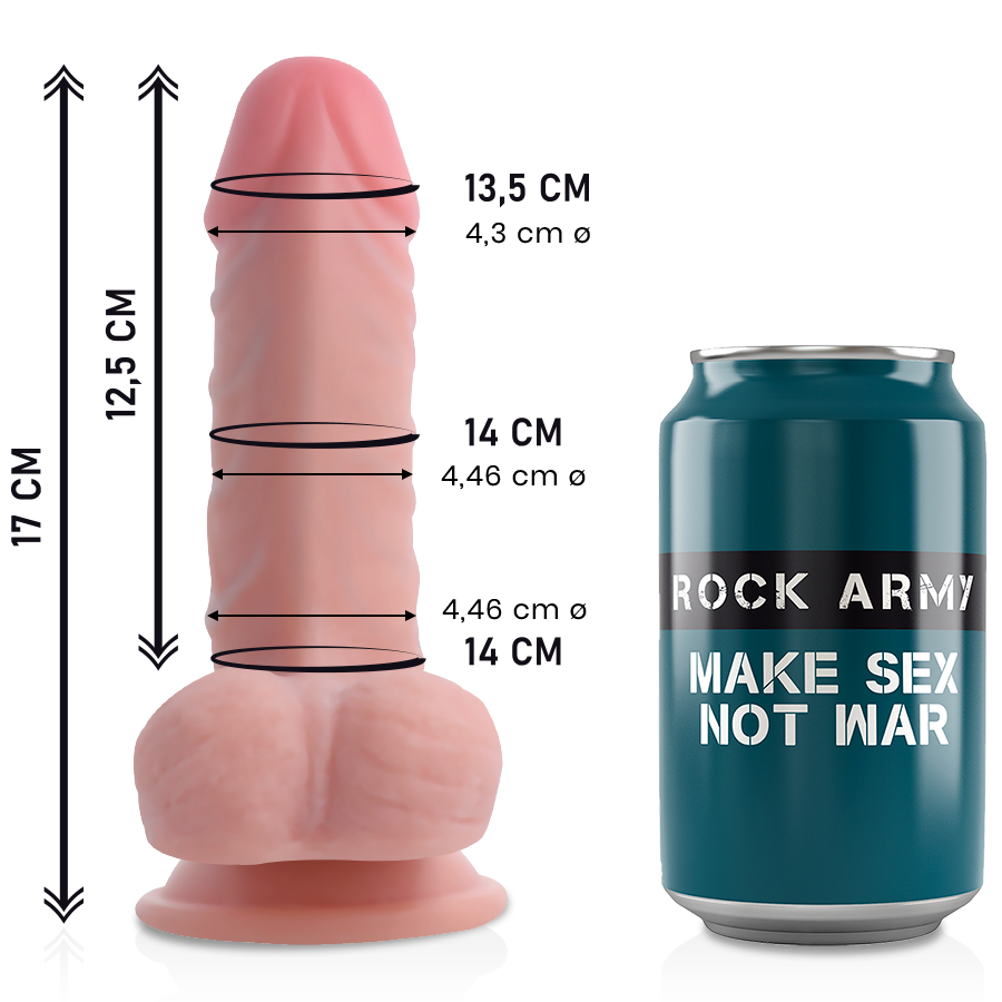 ROCK ARMY Dual Density Panzer, dildo realistico, 17 cm