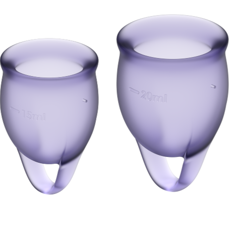 Coppetta mestruale Satisfyer Feel Confident, 15 e 20 ml, viola