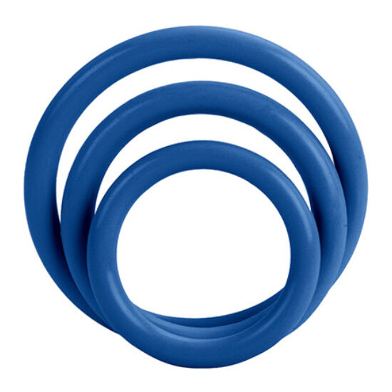 CalExotics Tri Rings Blue: tre anelli flessibili per il pene