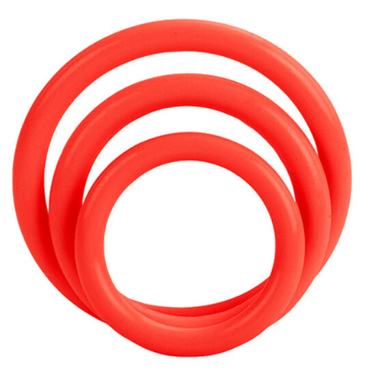 CalExotics Tri Rings Set Red, set di tre anelli per il pene flessibili