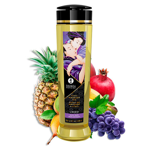 Olio da massaggio SHUNGA Libido al profumo di frutta esotica, 240 ml