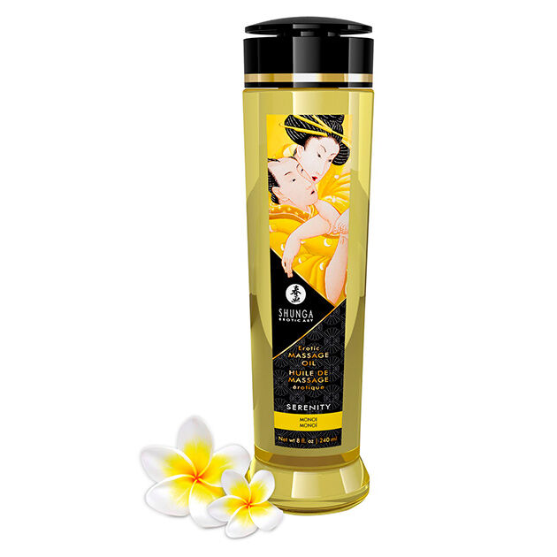 Olio da massaggio Shunga Serenity al profumo di monoi, 240 ml