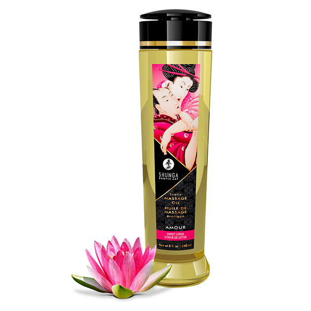 Olio da massaggio erotico 240 ml al profumo di Sweet Lotus per un relax sensuale SHUNGA