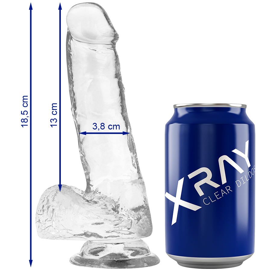 Dildo realistico X RAY Clear con ventosa, 18,5 cm