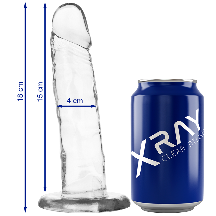 X RAY Clear dildo realistico trasparente, 18 cm
