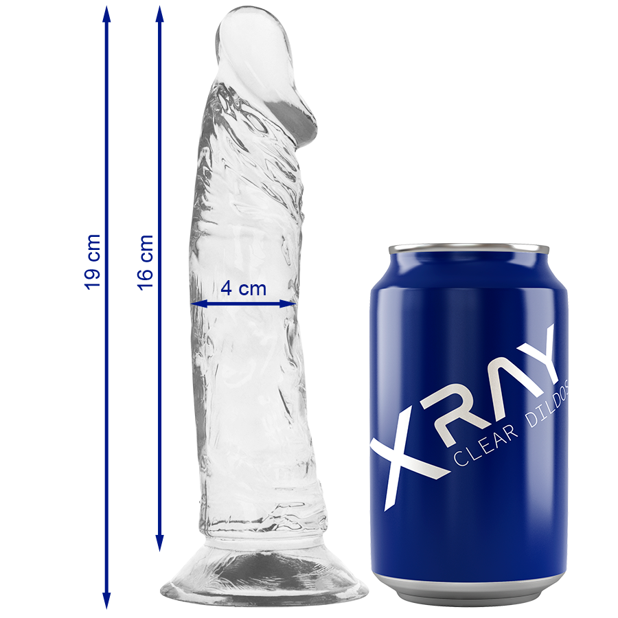 X RAY Clear dildo realistico con ventosa, 19 cm