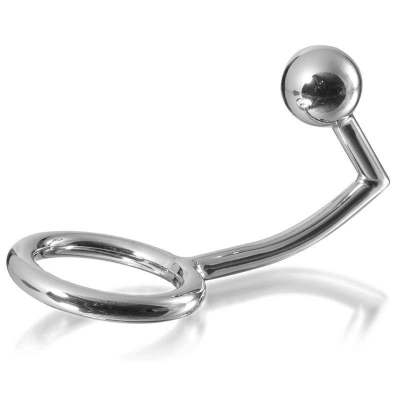 METAL HARD anello fallico con sfera anale, 45 mm