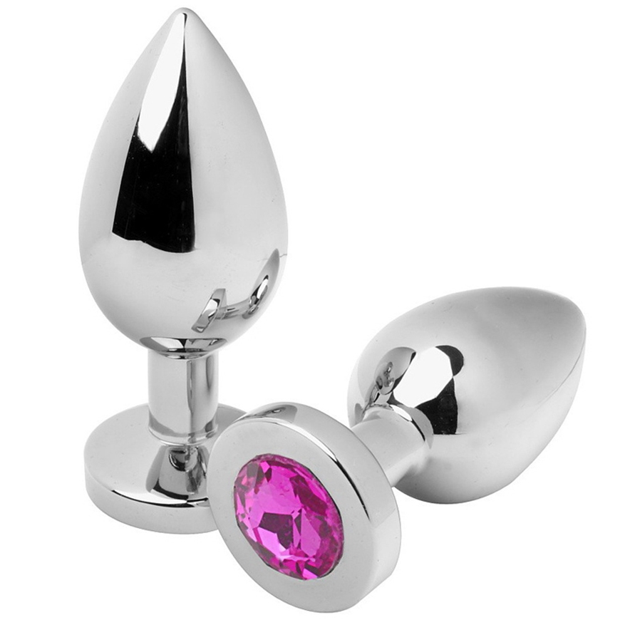 METAL HARD Diamond plug anale in acciaio con cristallo rosa