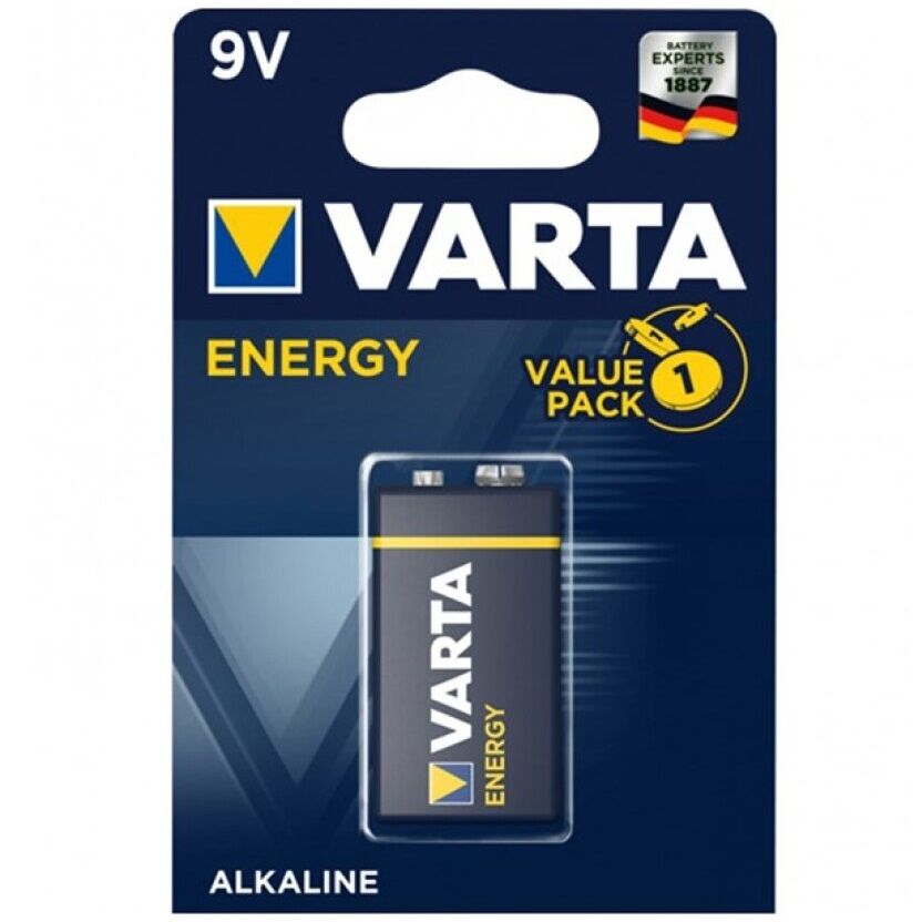 Batteria alcalina 9 V a blocco, lunga durata, per rilevatori di fumo, 48x26x17 mm VARTA
