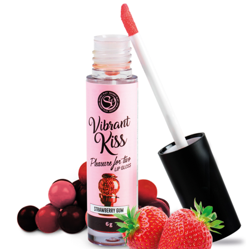 Secretplay Vibrant Kiss lucidalabbra al gusto di gomma da masticare alla fragola