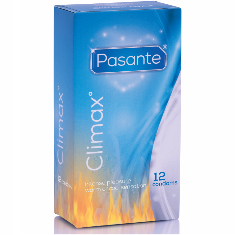 Preservativi Pasante Climax con effetto caldo e fresco, 12 pezzi