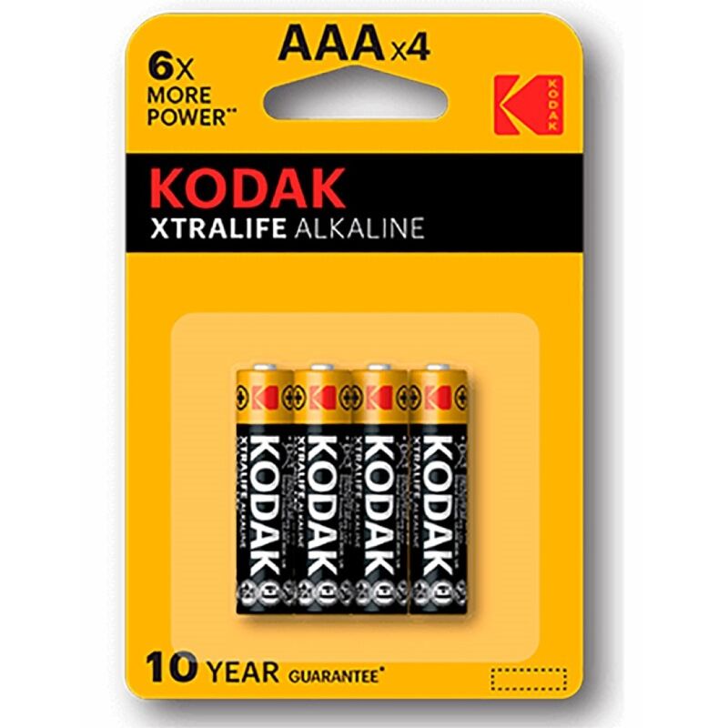 Batterie alcaline AAA confezione da 4, lunga durata per telecomandi KODAK