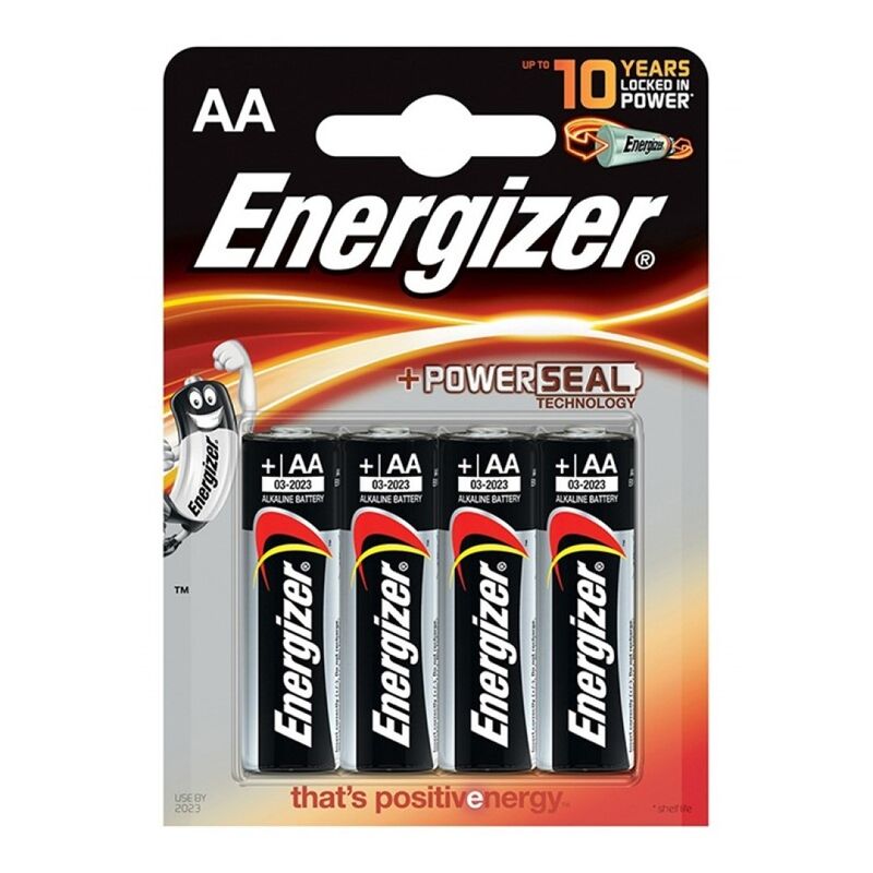 Batterie alcaline AA confezione da 4, lunga durata di conservazione per dispositivi ENERGIZER