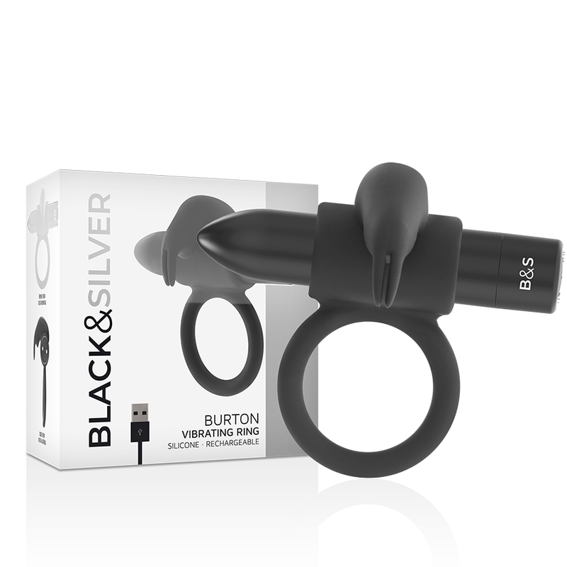 Anello vibrante in silicone, 10 modalità per un’erezione più intensa BLACKSILVER