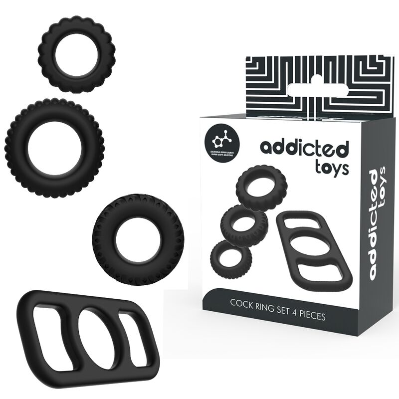 Set di anelli per il pene ADDICTED TOYS senza vibrazione, 4 pezzi