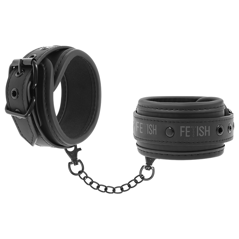 FETISH SUBMISSIVE manette in pelle vegana con fodera in neoprene