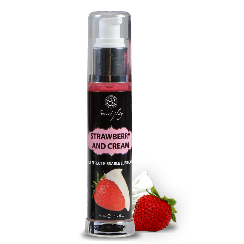 Gel lubrificante riscaldante Secretplay al profumo di fragola e panna, 50 ml