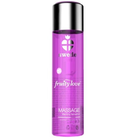 Olio da massaggio SWEDE Fruity Love con effetto riscaldante, lampone e rabarbaro, 60 ml