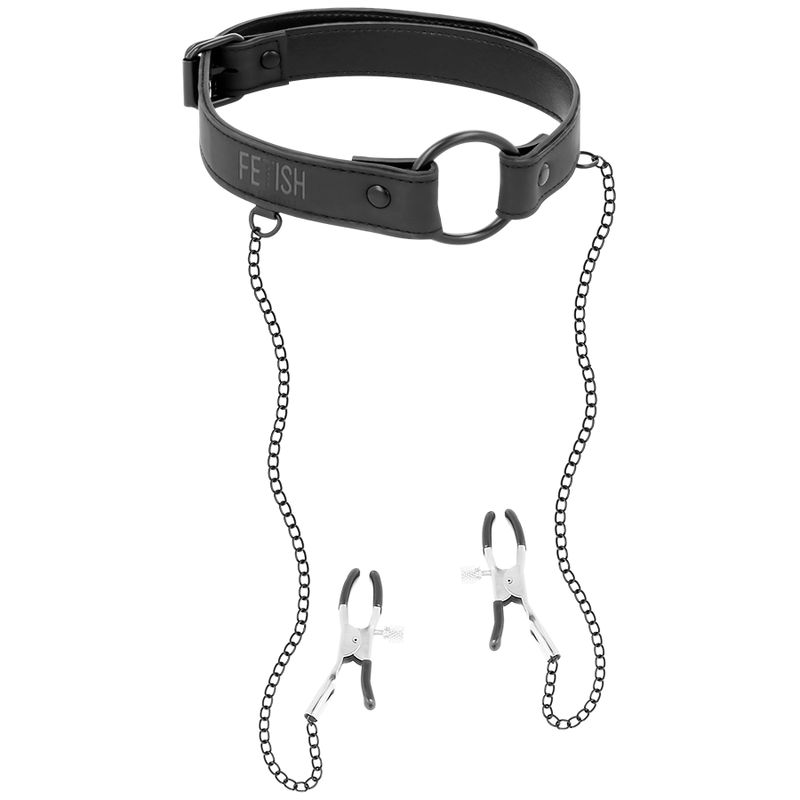 Fetish Submissive bavaglio ad anello con pinze per capezzoli