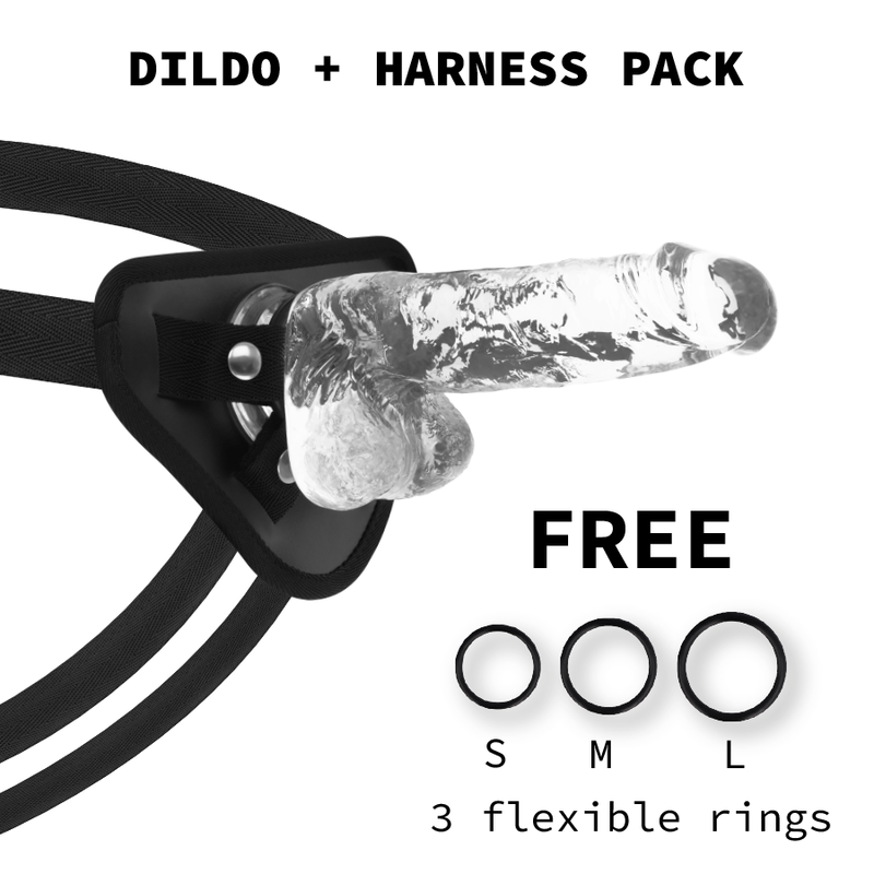 Strap on trasparente con dildo a ventosa in Jelly morbido, 18 cm X RAY