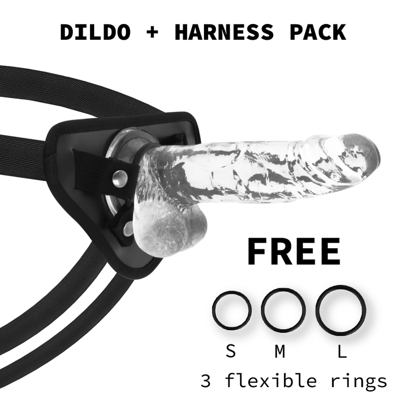 Dildo realistico trasparente da 20 cm con harness e ventosa per strap on X RAY