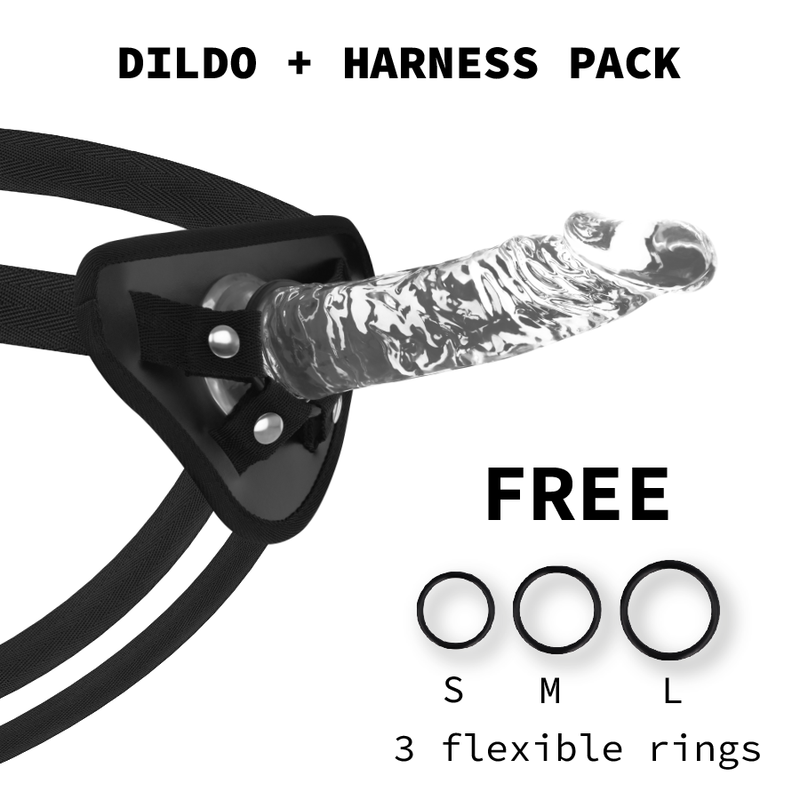 Dildo realistico trasparente con anello di fissaggio, 19 cm X RAY